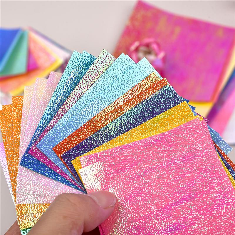 Pattern Tissue Paper - 50pcs ระยิบระยับ Origami กระดาษคู่สีทึบพับกระดาษ Pearl Shine