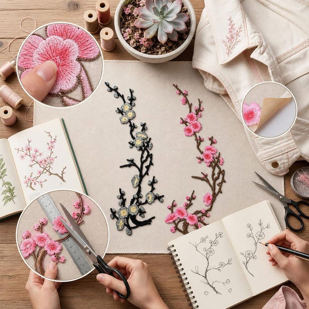 แผ่นปะลายดอกซากุระ DIY แบบรีดต - Textile For Sewing บทวิจารณ์และราคา