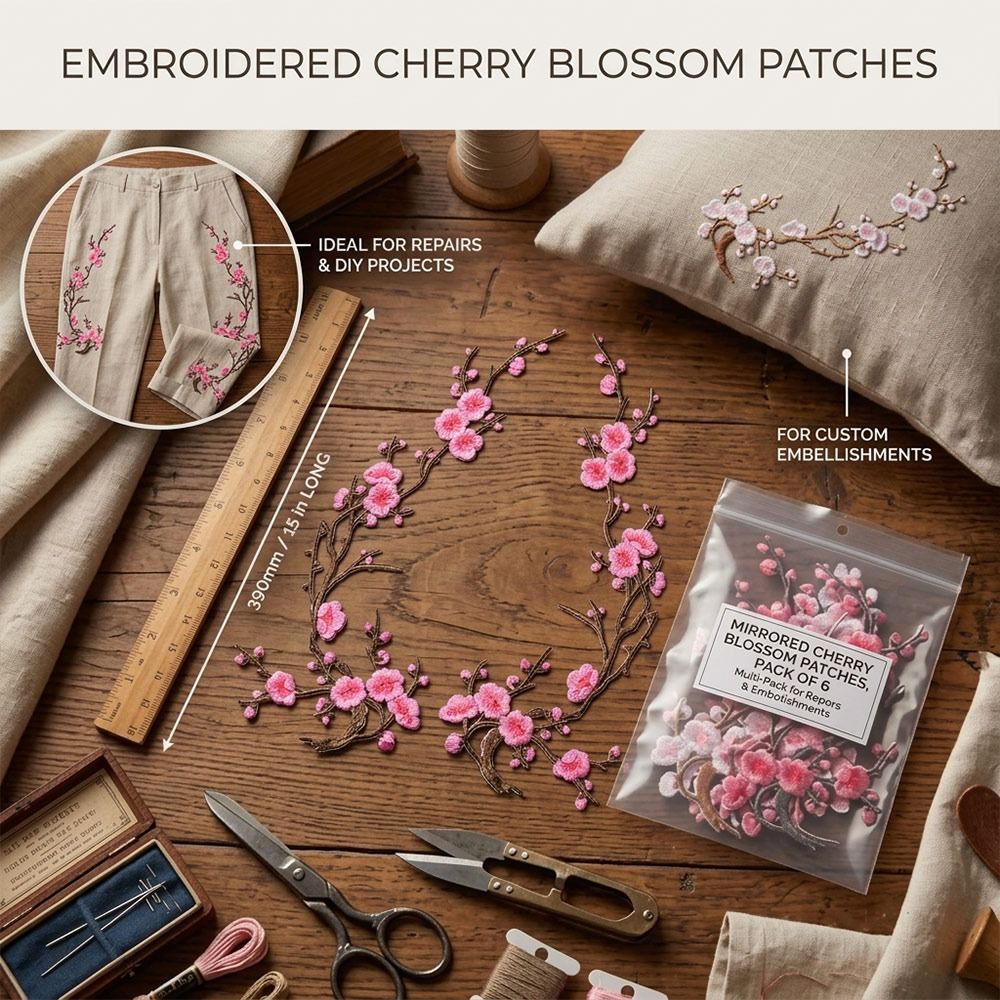 แผ่นปะลายดอกซากุระแบบรีดติดและ - Textile For Sewing บทวิจารณ์และราคา